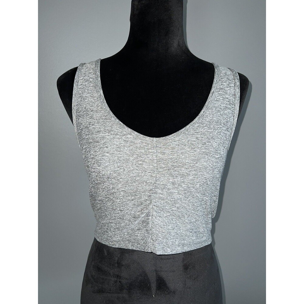 Zella Sports Bra Gray Strappy Cross Back Crop Top Womens  Small Work Out Yoga